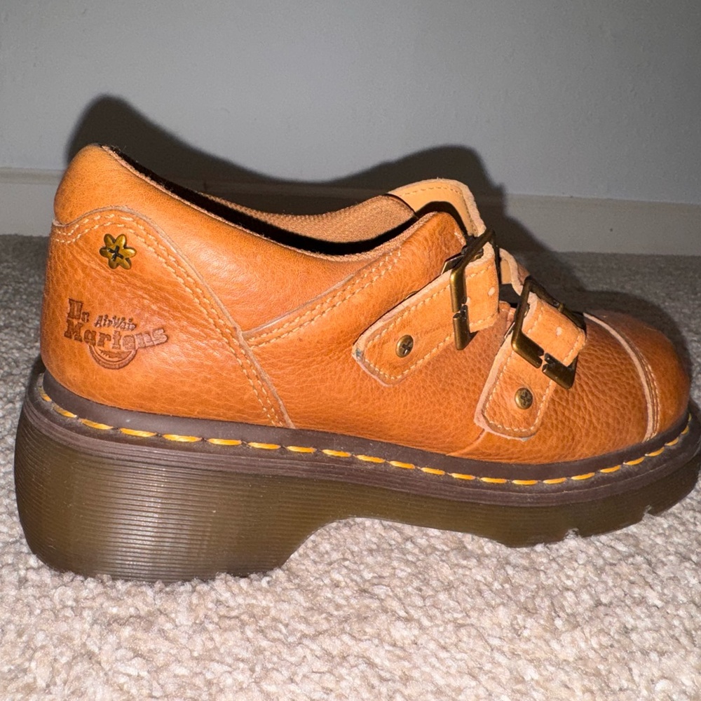 Dr. Martens Women's Platform Buckle Shoes in Tan Brown